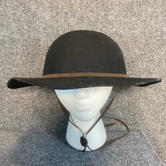 Altamont Sole Technology Wide Brim Round Top Felt Wool Black Hat Leather Strap 8 main image 8